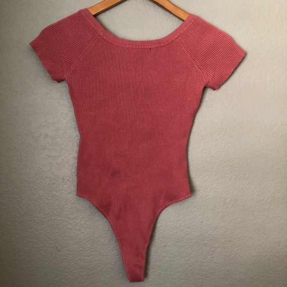 FOREVER 21 Blush Pink Ribbed Body Suit Size xs? Cotton - Picture 2 of 7